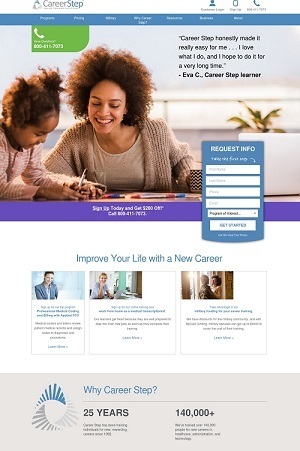 Screenshot of Career Step Website