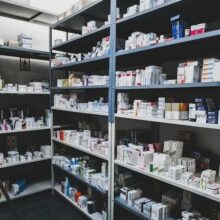 Stock of various drugs and medication inside a stockroom of a pharmacy